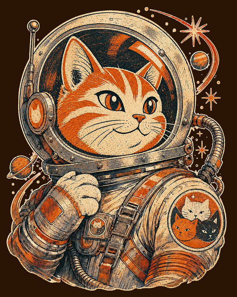 Retro Space Cat shirt artwork