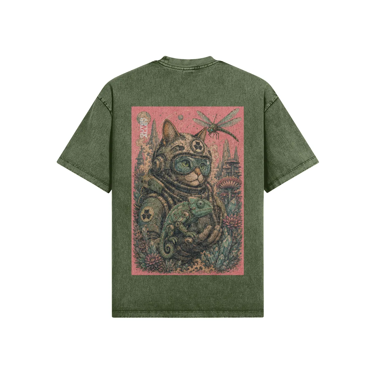 Chameleon Explorer Cat Tee Jungle Green - Image 4