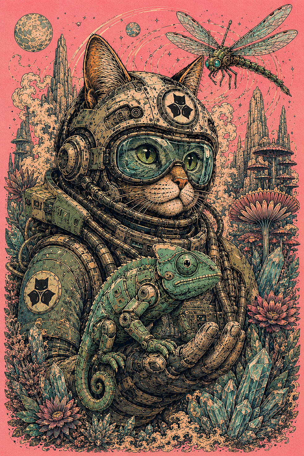 Chameleon Explorer Cat Tee Jungle Green - Image 2