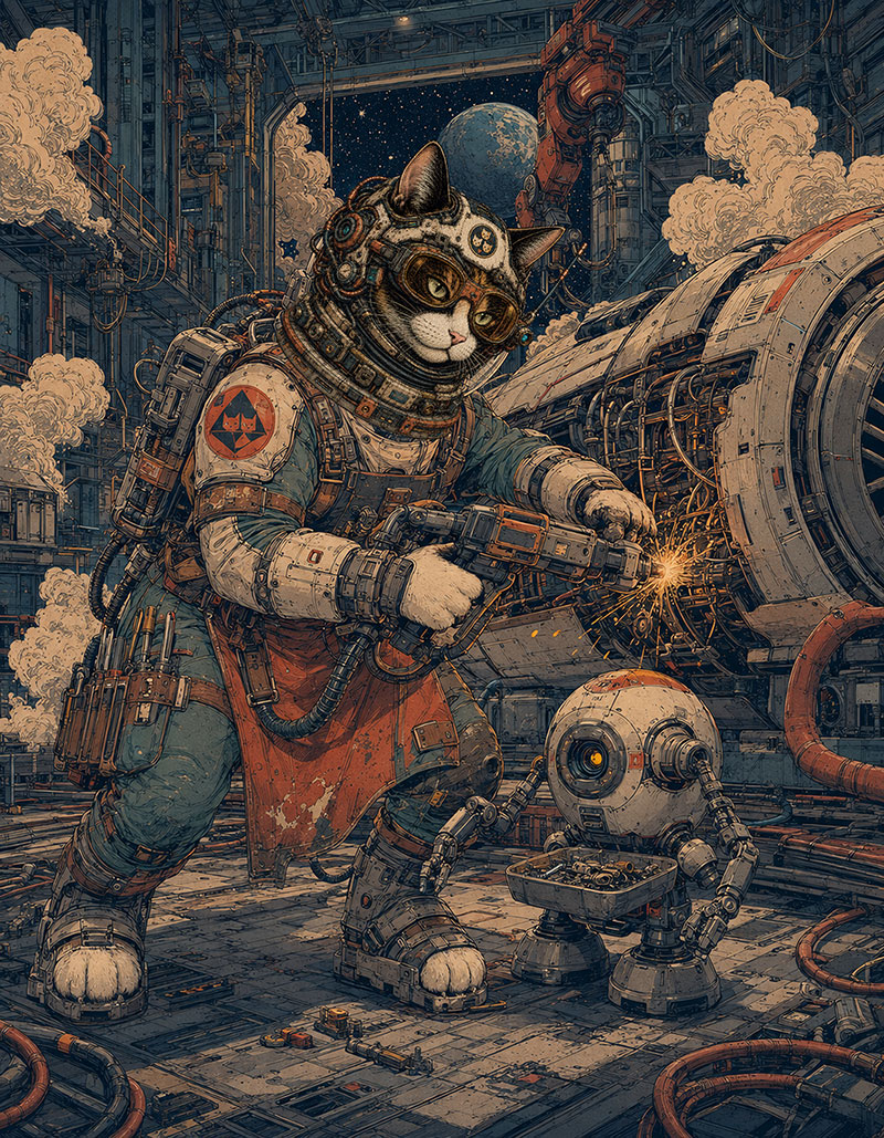 Calico Mechanic repair bay artwork