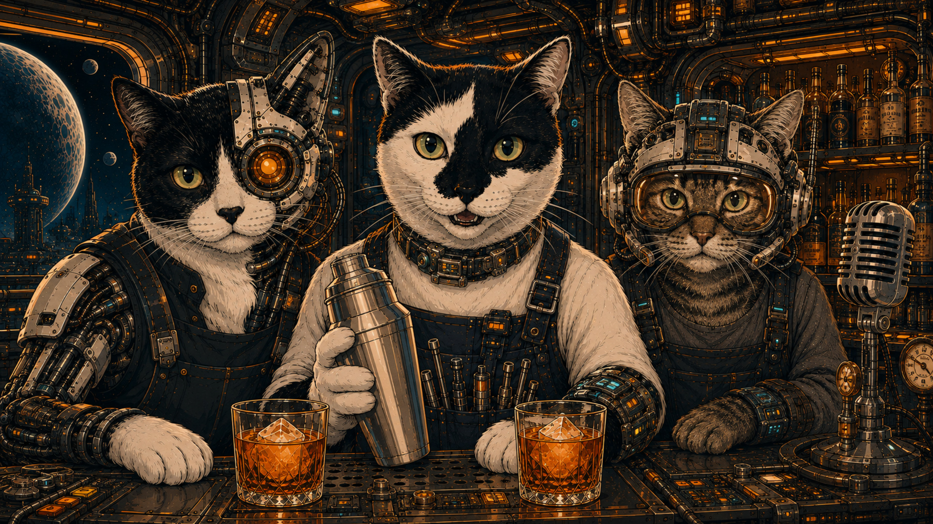 Bandit, Turbo and Simba together as cybernetic Outer Alley citizens