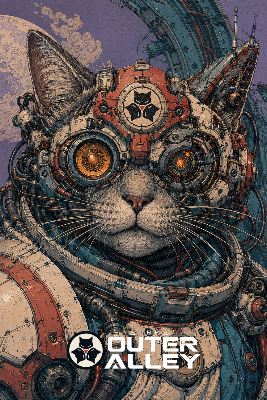Nyx-7 cybernetic cat portrait